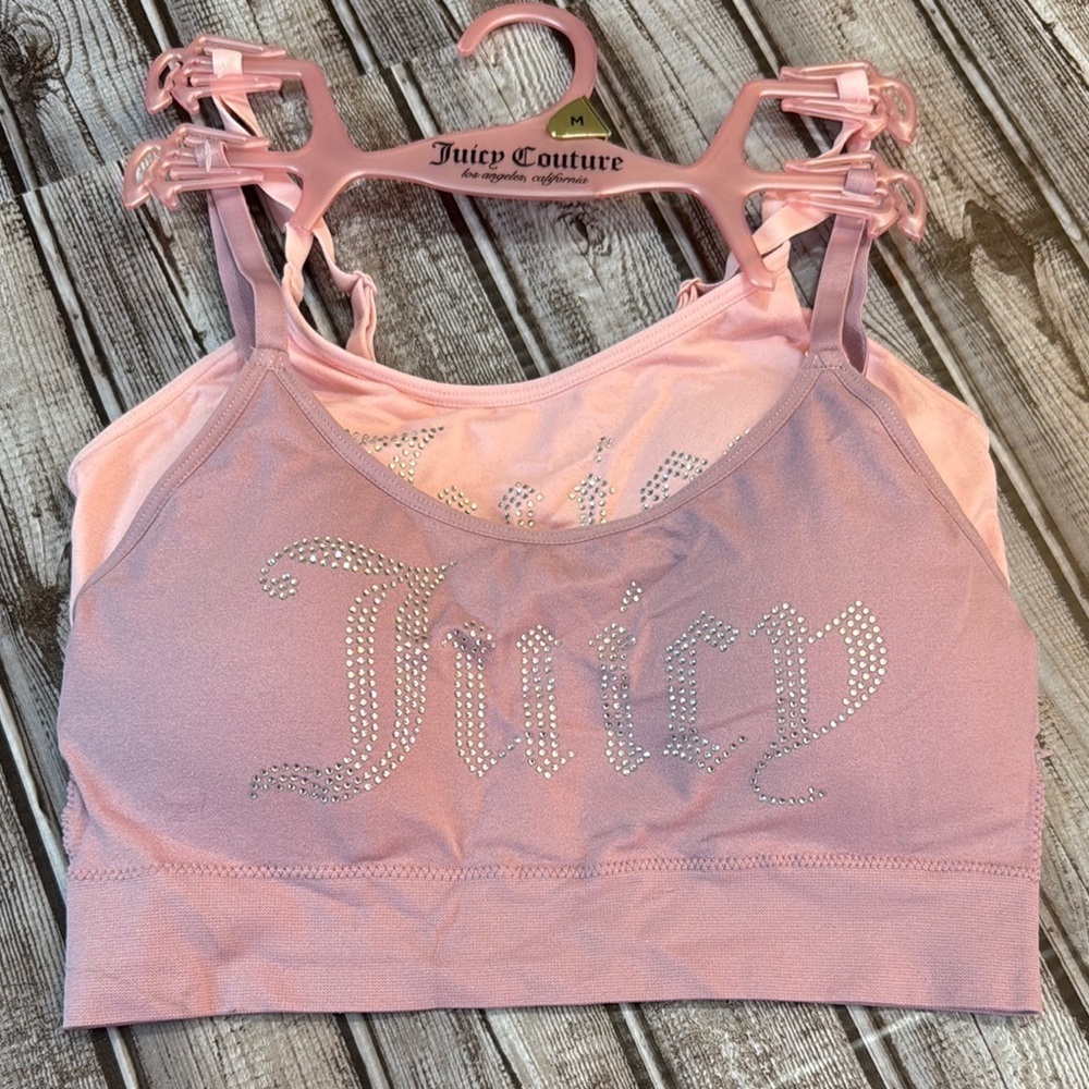Juicy Couture Pink and Lavender Rhinestone Bralette 2 pack size Medium